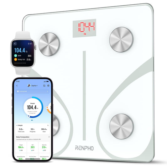 RENPHO Body Fat Scale, Smart Scale for Body Weight, BMI Digital Bathroom Weight Scale, Body Measurements with Smartphone App sync with Bluetooth, 400 lbs - Black, Elis 1