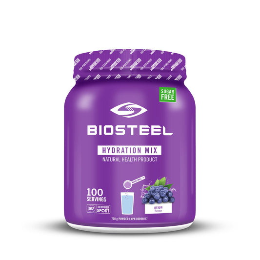 BioSteel Hydration Mix, Great Tasting Hydration with Zero Sugar, and No Artificial Flavours or Preservatives, Grape Flavour, 100 Servings per Tub