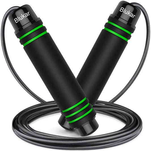 Blukar Jump Rope, Speed Skipping Jumping Rope Tangle-free Adjustable with Rapid Ball Bearings & Soft Foam Handle for Fitness Workouts Fat Burning Exercises Boxing - Length Adjuster Included -3M