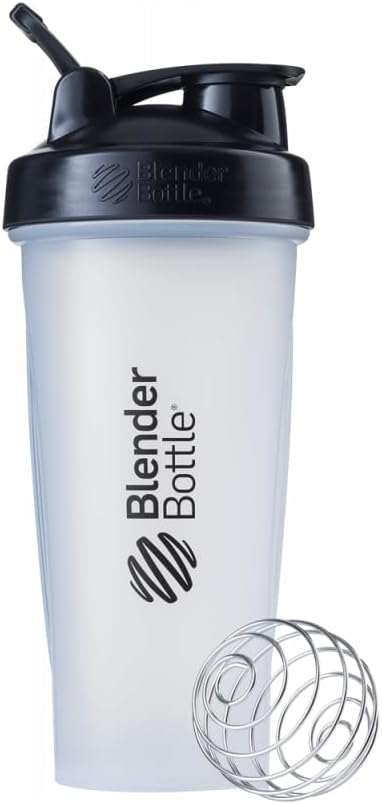 BlenderBottle Classic Loop Top Shaker Bottle, 28-Ounce, Clear/Black/Black