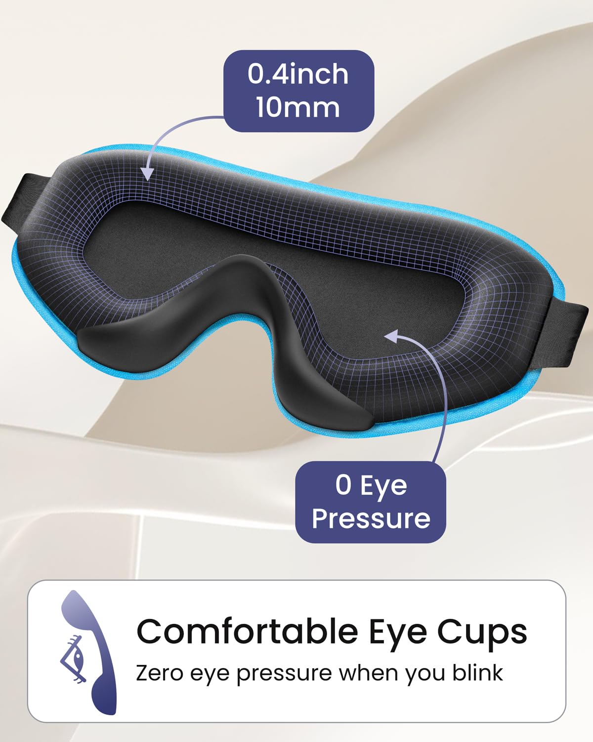 WAOAW Sleep Mask Travel Essentials - 3D Blackout Eye Mask for Sleeping - Soft Breathable Adjustable Light Blocking Eye Covers for Men and Women - Comfortable Night Mask for Travel Flight (Black)