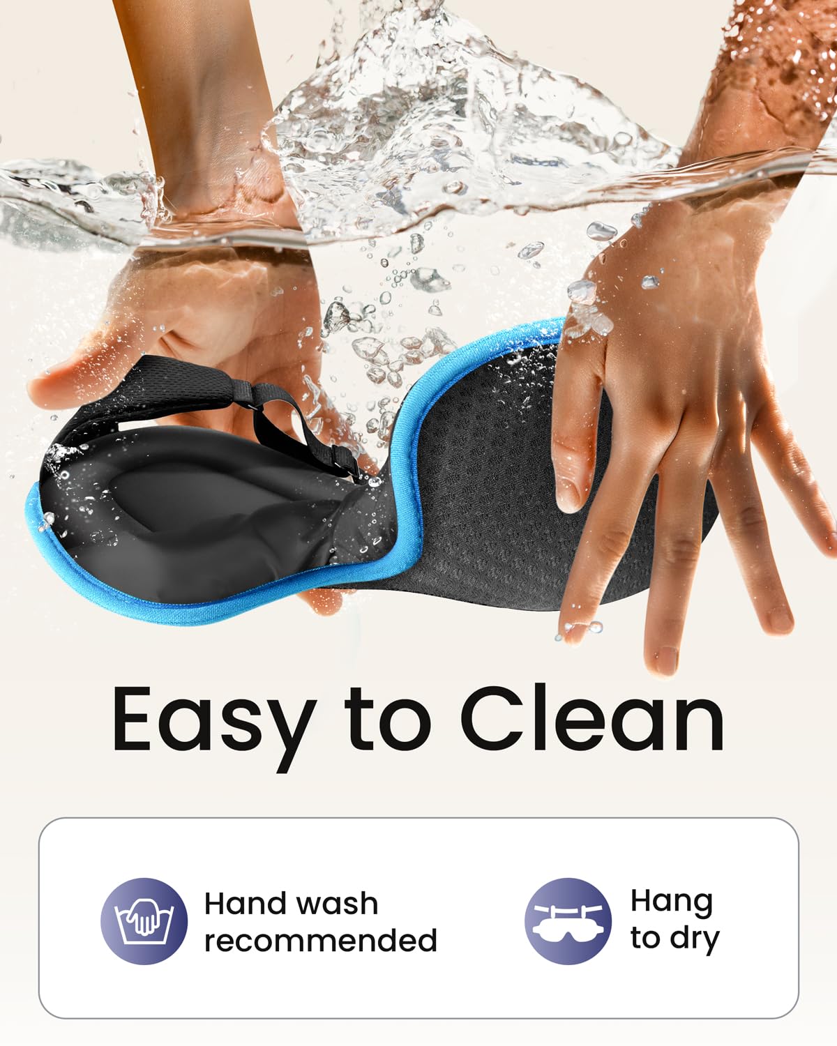 WAOAW Sleep Mask Travel Essentials - 3D Blackout Eye Mask for Sleeping - Soft Breathable Adjustable Light Blocking Eye Covers for Men and Women - Comfortable Night Mask for Travel Flight (Black)