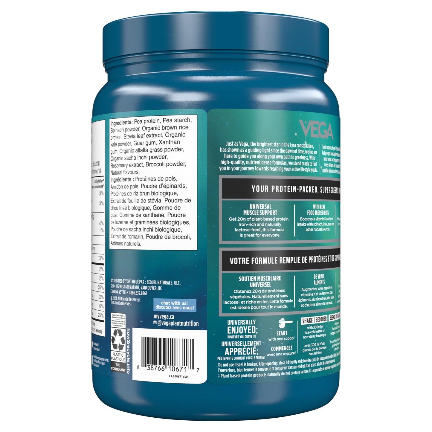 Vega Protein and Greens Chocolate (19 Servings) Plant Based Protein Powder Plus Veggies, Vegan, Non GMO, Pea Protein For Women and Men, 618g (Packaging May Vary)