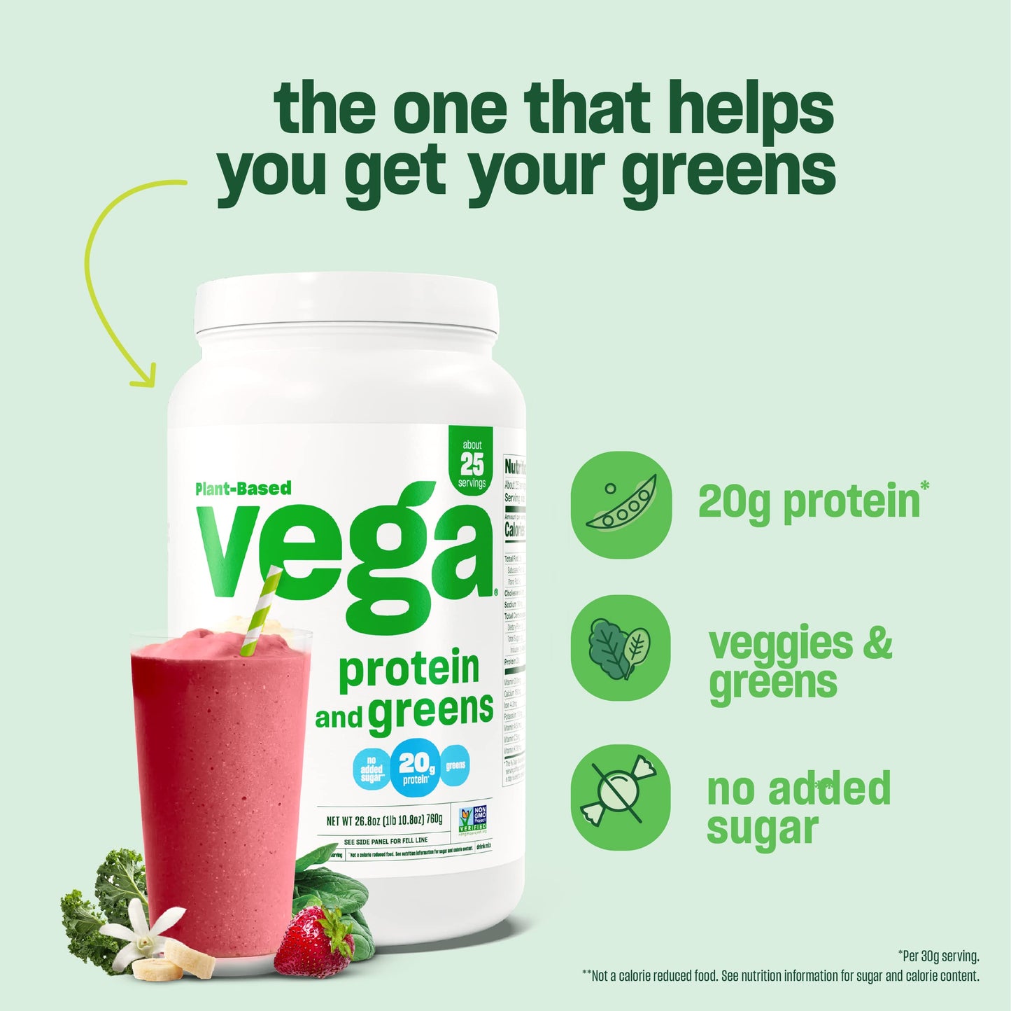 Vega Protein and Greens Chocolate (19 Servings) Plant Based Protein Powder Plus Veggies, Vegan, Non GMO, Pea Protein For Women and Men, 618g (Packaging May Vary)