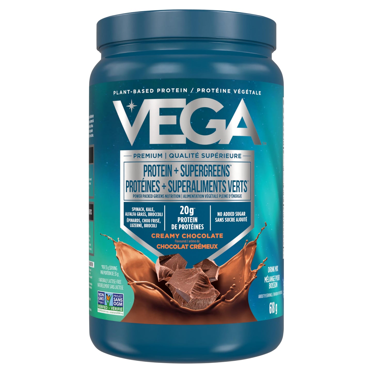 Vega Protein and Greens Chocolate (19 Servings) Plant Based Protein Powder Plus Veggies, Vegan, Non GMO, Pea Protein For Women and Men, 618g (Packaging May Vary)